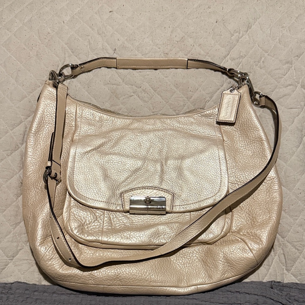 Coach Metallic Cream Hobo Bag